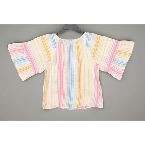 Ladies Ana A New Approach Ladies Medium Shirt Rainbow Striped Boho Top - Picture 4 of 4